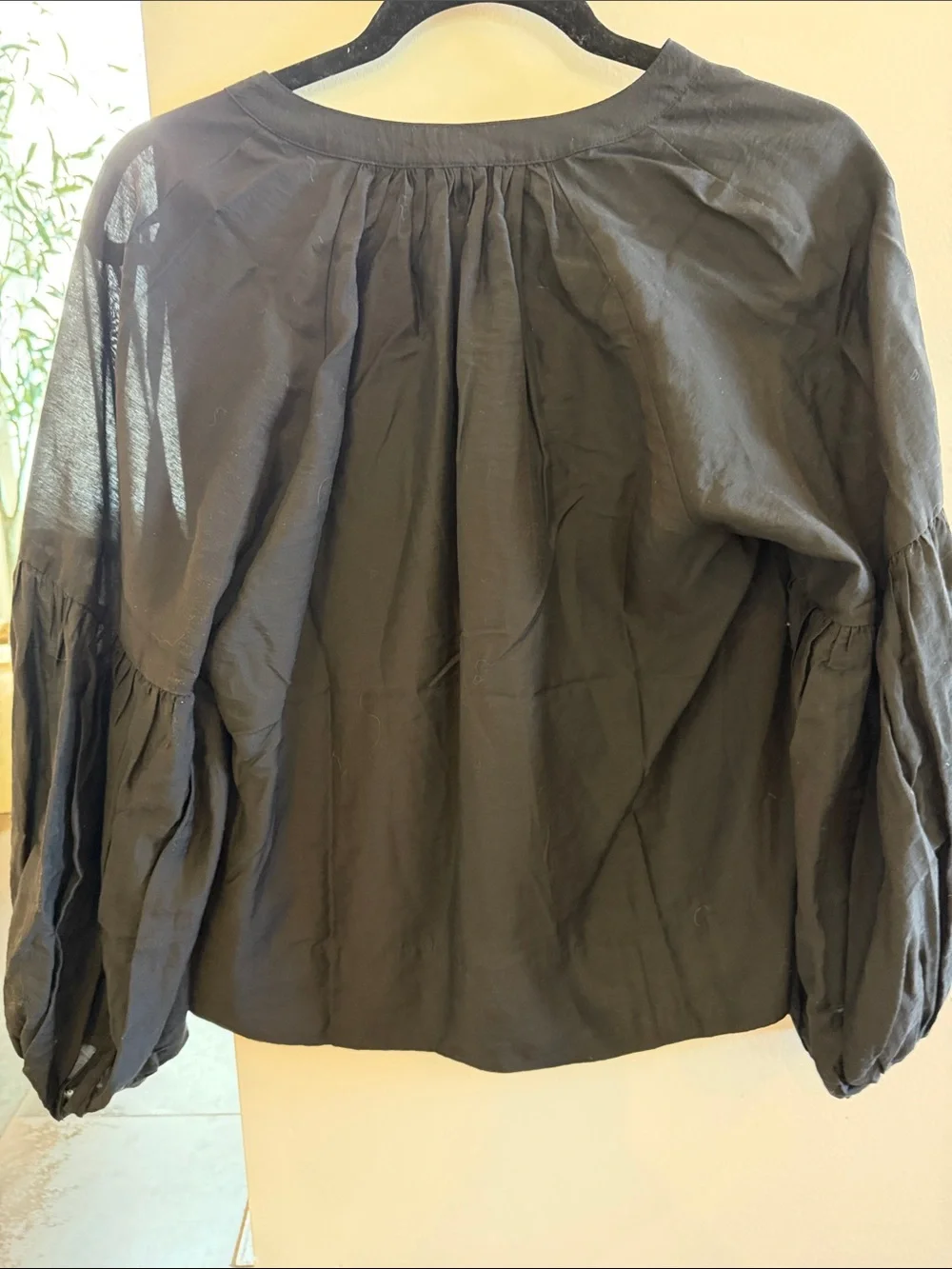 Madewell Black V-Neck Peasant Blouse - Picture 2 of 4